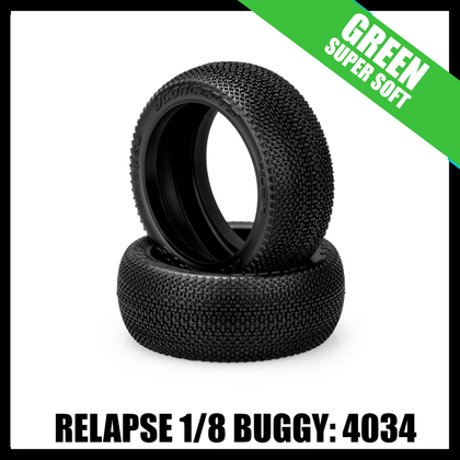 JConcepts 4034-02 Relapse - 1/8 Buggy Tires (2) - Green (Supersoft)