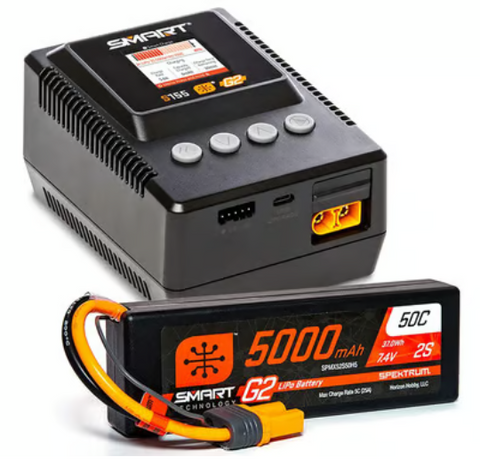 Spektrum RC SPMXPSS200  Smart G2 PowerStage 2S Bundle w/2S Smart LiPo Battery (5000mAh)