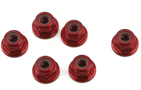 1UP Racing 1UP80534 3mm Aluminum Flanged Locknuts (Red) (6) 80534