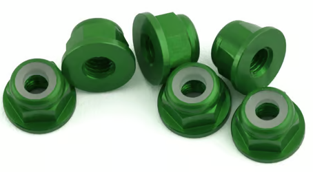 1UP Racing 1UP870803 3mm Aluminum Flanged Locknuts (Green) (6) 870803