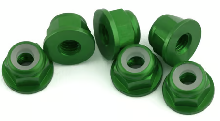 1UP Racing 1UP870803 3mm Aluminum Flanged Locknuts (Green) (6)  870803