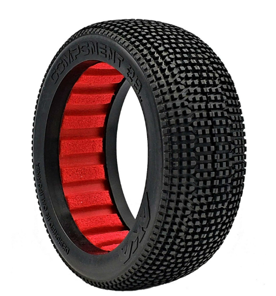 AKA 14032XR 1/8 2AB Soft Long Wear Tires, Red Inserts( 2): Buggy