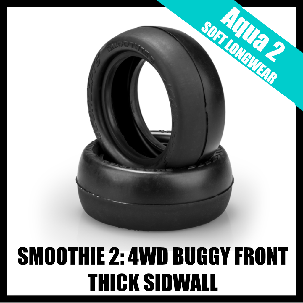 JConcepts 4048-03 Smoothie 2 *Thick Sidewall* 4wd Buggy Front Tires (2) (Aqua A2) Soft Dry Groove (Copy)