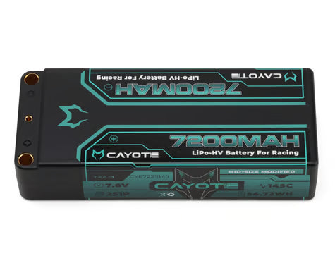 Cayote CYE722S145 2S 145C Mid-Size LiHV Battery (7.6V/7200mAh) w/5mm Connectors