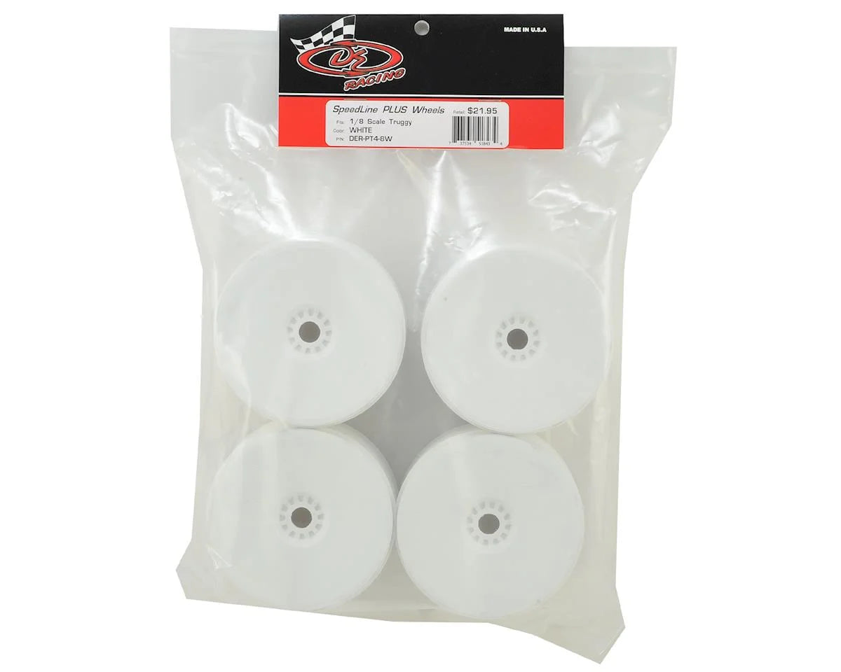 DE Racing DER-PT4-8W "SpeedLine PLUS" 1/8 Truggy Wheel (4) (White)