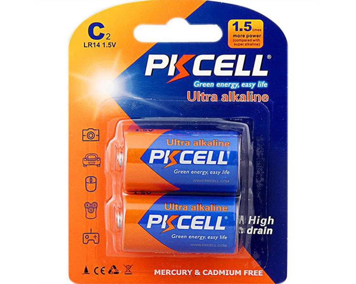 PKCell Ultra Alkaline Battery PKE510624 (1.5V) C Batteries 2 Pack