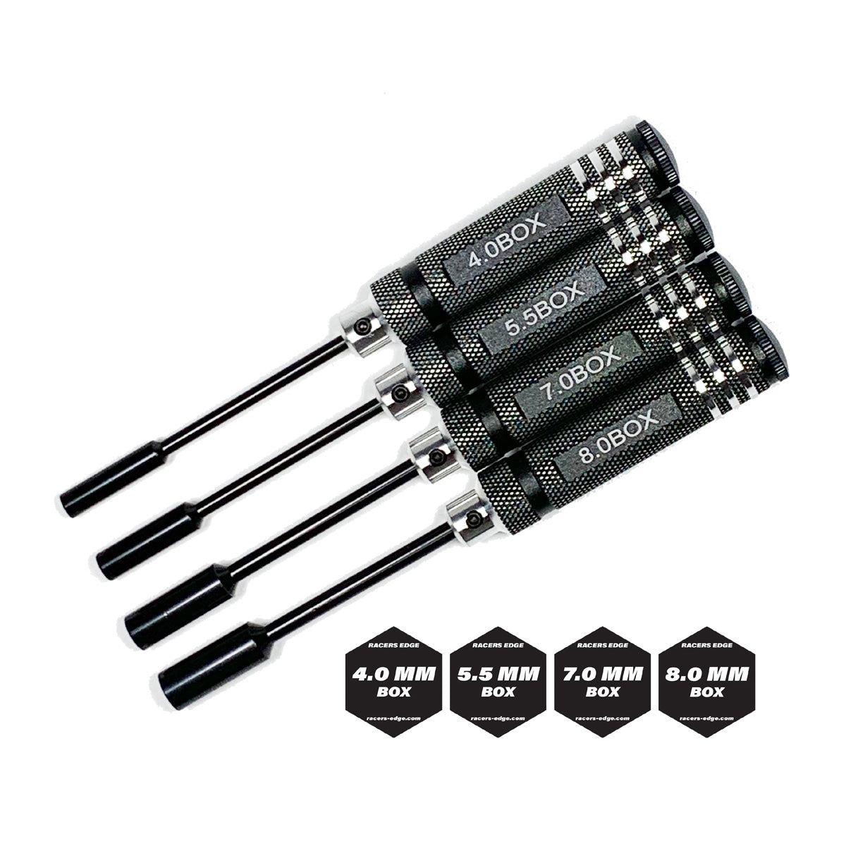 Racers Edge 7220 Metric Nut Driver Set w/ Black Handles (4pc)