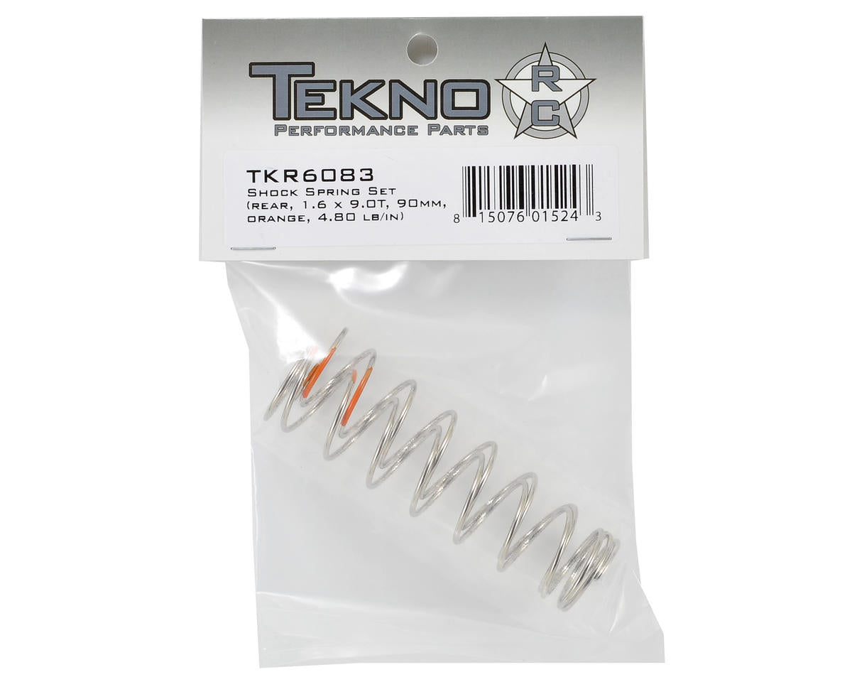 Tekno RC TKR6083 90mm Rear Shock Spring Set (Orange) (1.6 x 9.0T) (2)