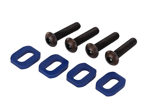 Traxxas 7759 - Washers, motor mount, aluminum (blue-anodized) (4)/ 4x18mm BCS (4)