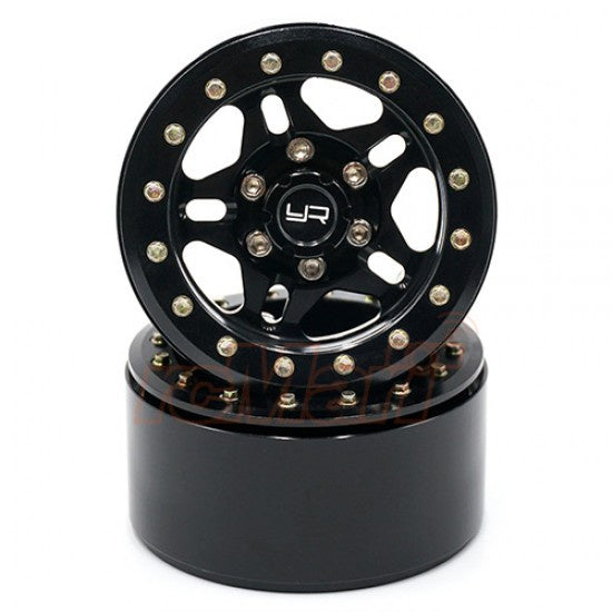 Yeah Racing WL-0116BK 1.9 Aluminum CNC 5 Spoke Beadlock Wheel w/Wheel Hub 2pcs Black