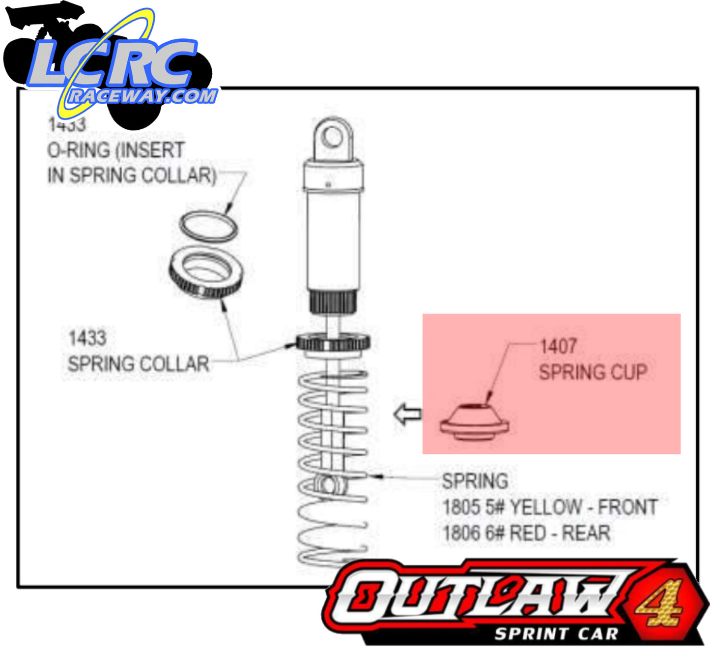 Custom Works 1407 Shock Spring Cups, Bottom Spring Retainers (pack of 4)