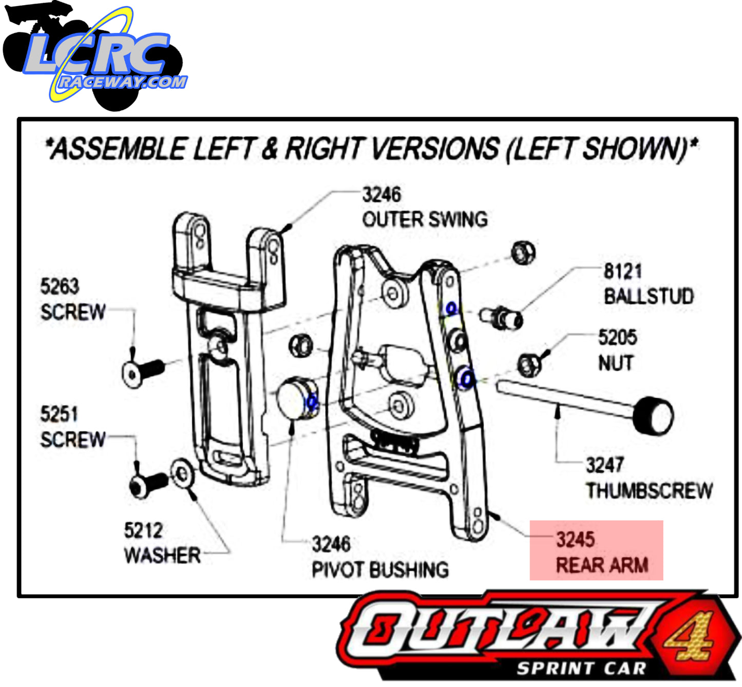 Custom Works 3245 Long Adjustable Rear A Arm