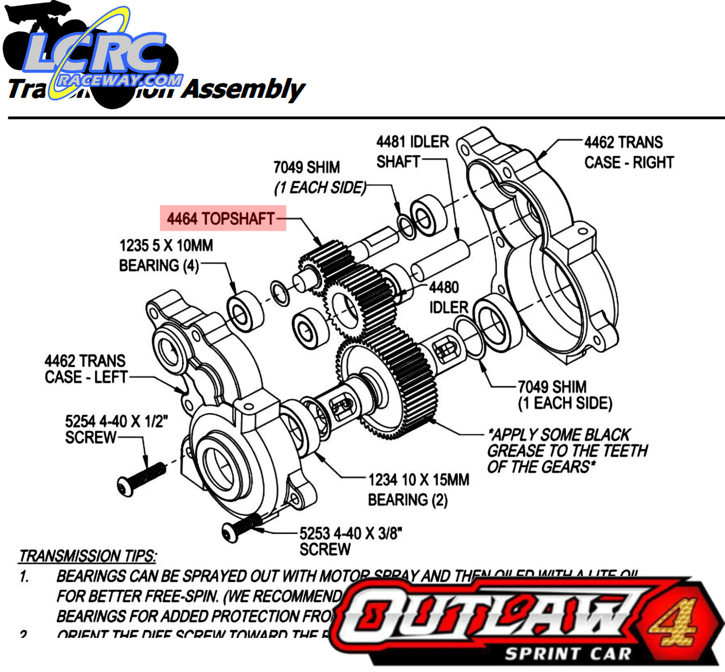 Custom Works 4464 Top Shaft for 2.6 GBX