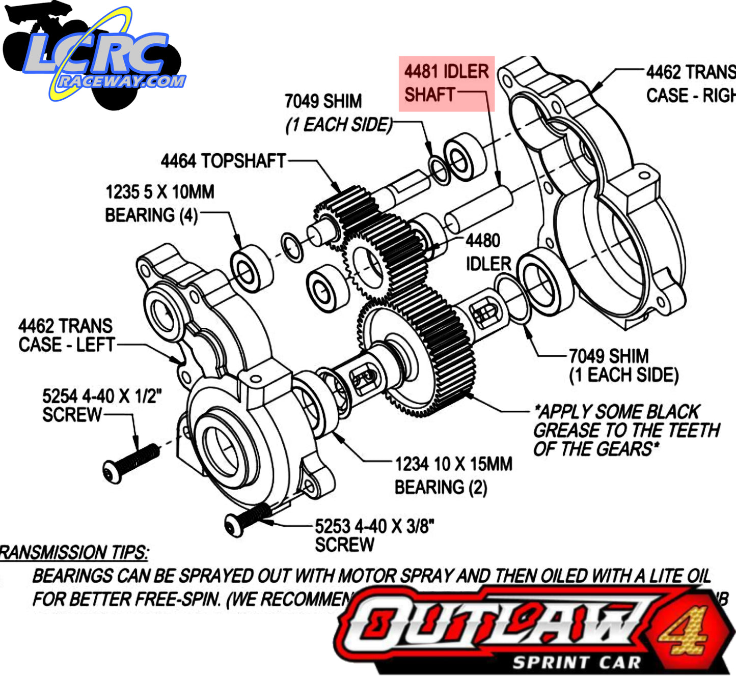 Custom Works 4481 Idler Shaft Transmission