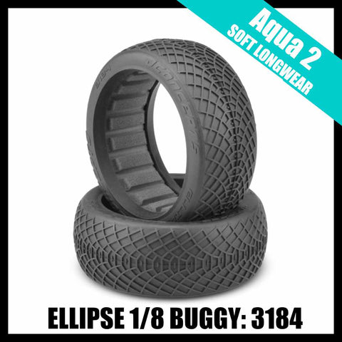 Jconcepts 3184-03 Ellipse 1/8 Buggy Tires (2) - Aqua 2 (Soft Longwear)