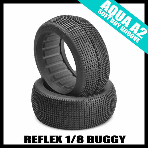 J Concepts 3121-03 Reflex 1/8 Buggy Tires (2) - Aqua A2 (Soft Longwear)