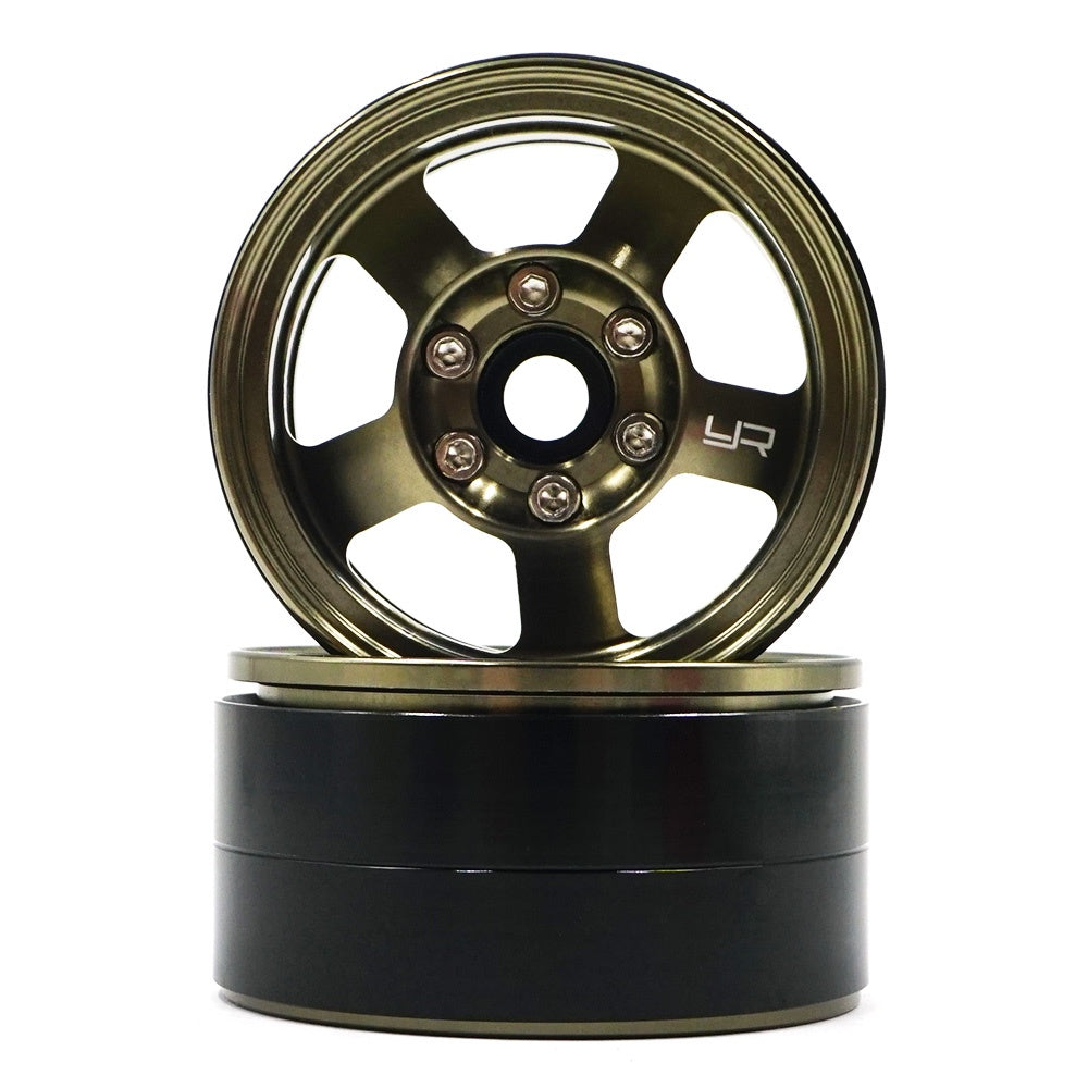 Yeah Racing WL-0142GM 1.9 Aluminum CNC 5 Spoke Beadlock Rim 2pcs Gold Titanium