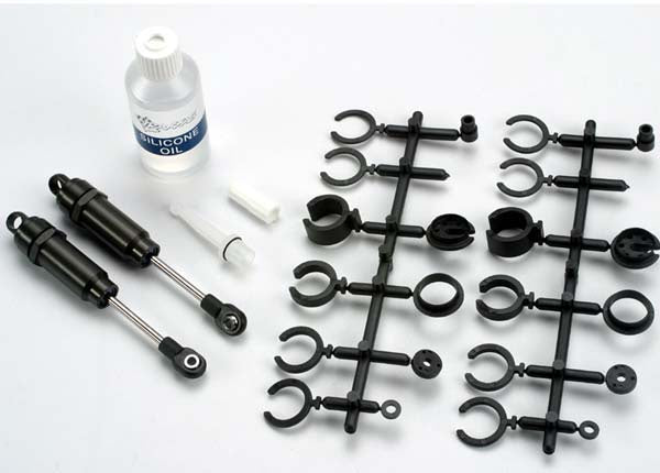 Traxxas 2660 Big Bore shocks (long) (hard-anodized & PTFE-coated T6 aluminum) (assembled with TiN shafts) w/o springs (front) (2) 0.165
