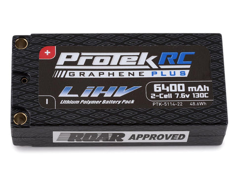 ProTek RC PTK-5114-22 2S 130C Low IR Si-Graphene + HV Shorty LiPo Battery (7.6V/6400mAh) w/5mm Connectors (ROAR Approved)