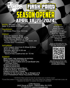 LCRC Presents: The Flash Point Season Opener: April 18th - 21st, 2024