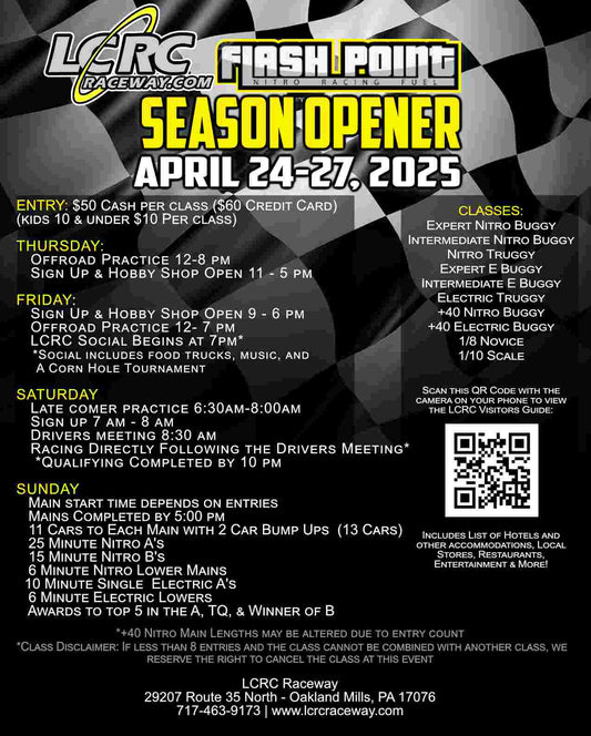 LCRC Presents: The Flash Point Season Opener April 24 - 27, 2025