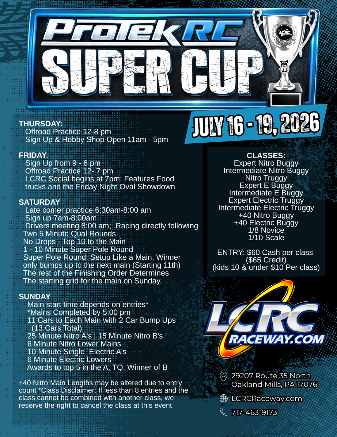 The ProTek RC Super Cup - July 16th - 19th, 2026