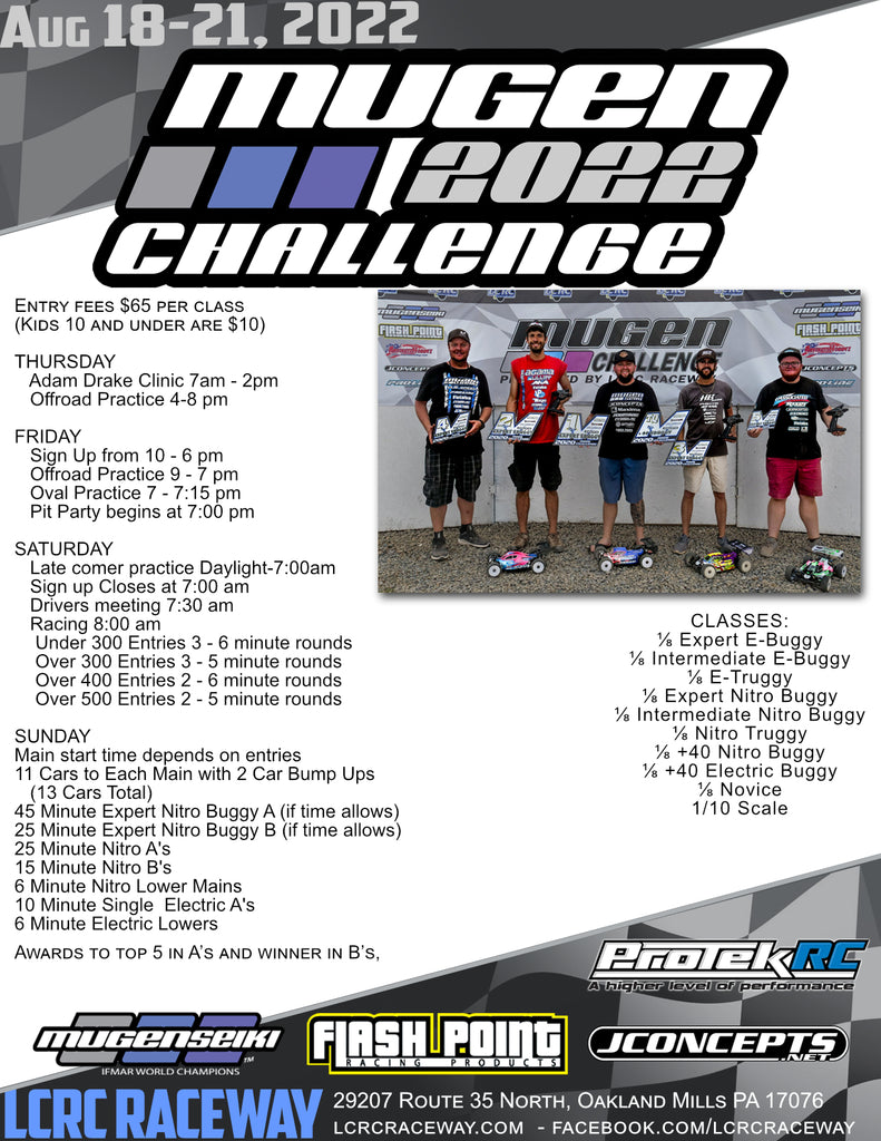 LCRC Presents: The 2022 Mugen Challenge to be held August 18st - 21st, 2022