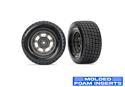 Traxxas 10473R Dirt Oval Gray Front Wheels w/ Hoosier Tires (2)