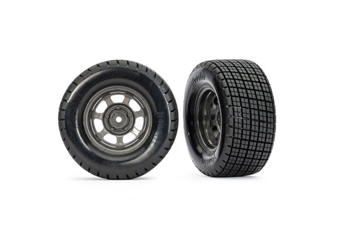 Traxxas 10473X Dirt Oval Gray Front Wheels w/ Hoosier Tires (2)