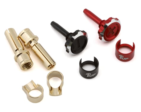 1UP Racing 1UP190445 "Lockdown" Adjustable Bullet Plug Grips w/4mm Bullets (Red/Black)