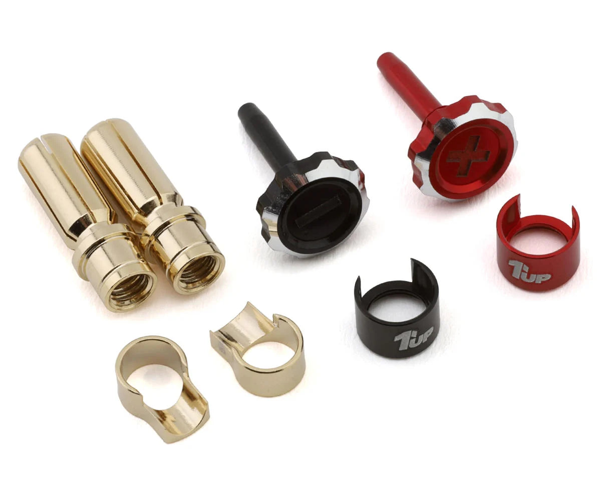 1UP Racing "Lockdown" Adjustable Bullet Plug Grips w/5mm Bullets (Red/Black) 190455