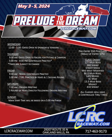 OPENS 3/18 @ 7:00 PM Registration: The Prelude to The Dream Race