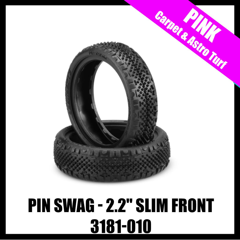 JConcepts 3181-010 Pin Swag Carpet Tire - Pink Compound (Fits 2.2" 2WD Front Buggy Wheels)