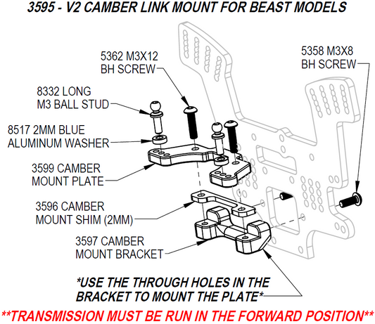 Custom Works 3595 V2 Rear Camber Link Mount (Fits: Beast)