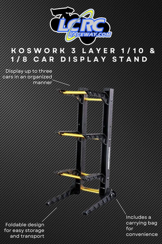 Koswork 3 Layer 1/10 & 1/8 Car Display Stand (200x240x475mm) W/Carrying Bag