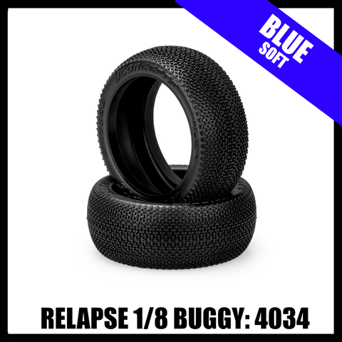 JConcepts 4034-01 Relapse - 1/8 Buggy Tires (2) - Blue (Soft)