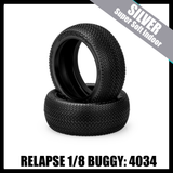 JConcepts 4034-06 Relapse - 1/8 Buggy Tires (2) - Silver (Supersoft Indoor)