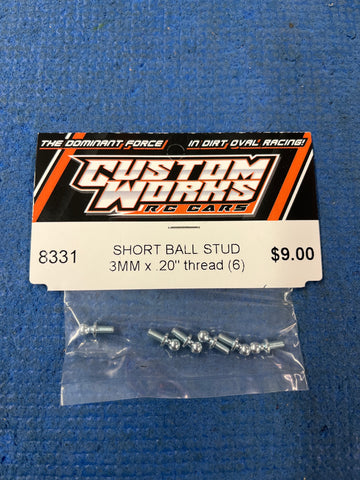 Custom Works SHORT BALL STUD  8331 – 3MM x .20″ THREAD (6)