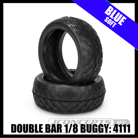 JConcepts 4111-01 Double Bar - 1/8 Buggy Tires (2) - Blue (Soft)