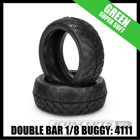 JConcepts 4111-02 Double Bar - 1/8 Buggy Tires (2) - Green (Super Soft)