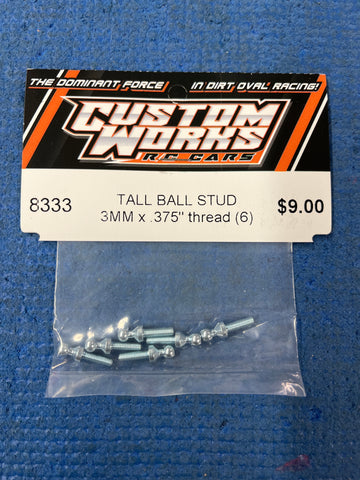 Custom Works 8333 TALL BALL STUD – 3MM x .375″ THREAD (6)