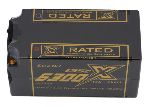 Team Exalt 3401 "X-Rated" HVX Shorty 4S 135C Lipo Battery (14.8V/6300mAh) w/5mm Connectors (ROAR Approved)