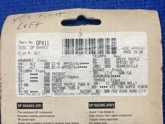 NOS DP Brakes DP411 Brake Pads