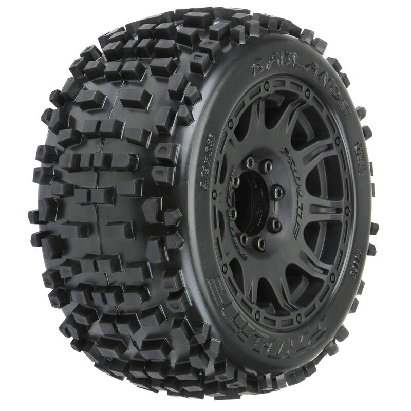 Pro-Line PRO117810 1/8 Badlands F/R 3.8" MT Tires Mounted 17mm Black Raid (2)