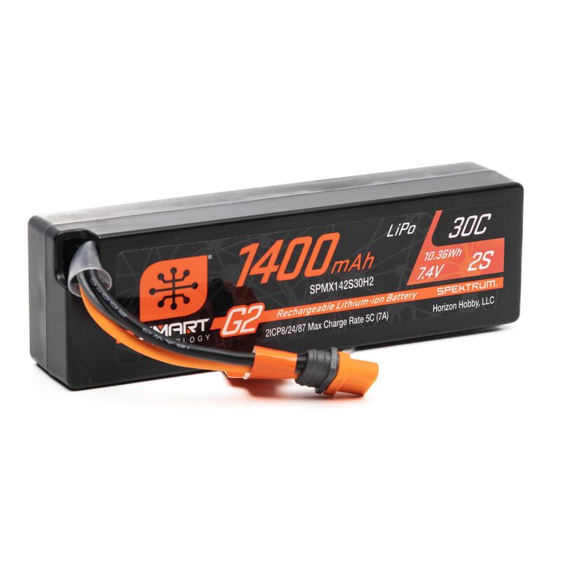 Spektrum SPMX142S30H2 Accessories 7.4V 1400mAh 2S 30C Smart G2 LiPo Battery: IC2