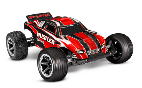 Traxxas 37054-8 Rustler Fully Assembled, Ready-To-Race®, with TQ™ 2.4 GHz Radio System, XL-5™ Electronic Speed Control, 8.4 Volt NiMH 3000 mAh Power Cell™ Battery, 4-amp USB-C Fast Charger, and ProGraphix® Painted Body