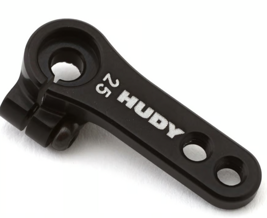 Hudy 293413 Aluminum Offset 2 Hole Clamp Servo Horn (Black) (25T-Futaba/Savox/Protek)