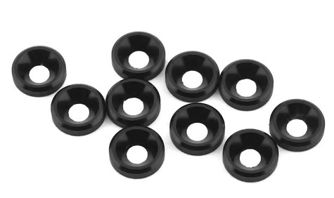 1UP 80309 Racing 3mm Countersunk Washers (Black) (10)