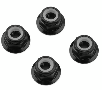 1UP Racing 1UP80502 4mm Serrated Aluminum Locknuts (Black) (4)  80502