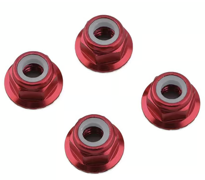 1UP Racing 1UP80532 4mm Serrated Aluminum Locknuts (Red) (4) 80532